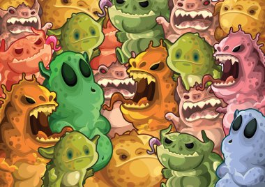 Cute monsters pattern background clipart