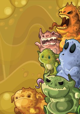 Cute monsters vertical background clipart