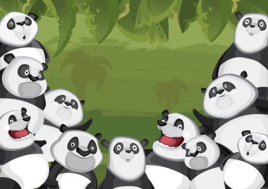 Pandas in jungle background Pandas in jungle background clipart