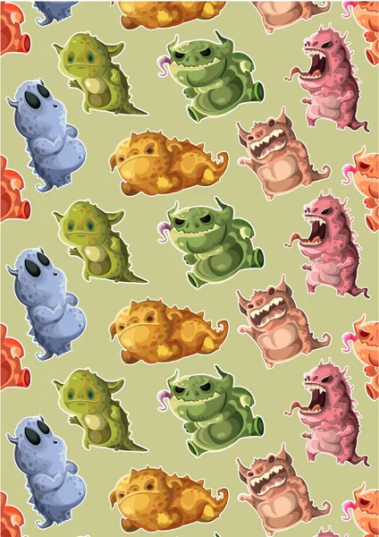 Seamless pattern - cute monsters — Stock Vector