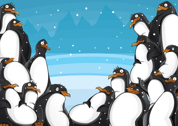 Pingouins fond horizontal — Image vectorielle