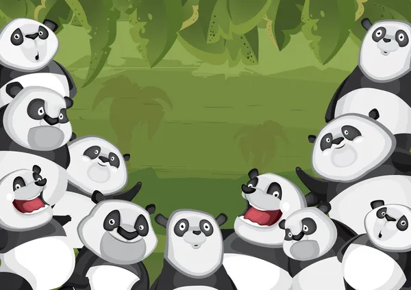 Pandas en el fondo de selva Pandas en el fondo de la selva — Archivo Imágenes Vectoriales