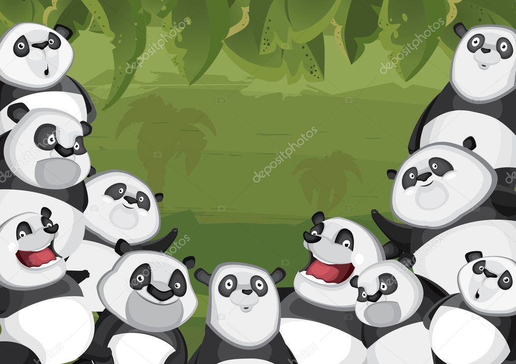 Pandas in jungle background Pandas in jungle background