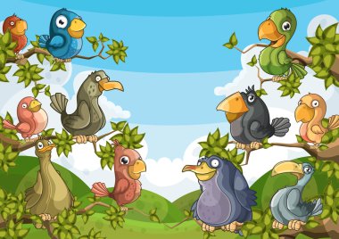 Birds in the trees clipart