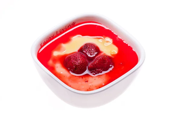 Custard with strawberries — Stock Photo, Image