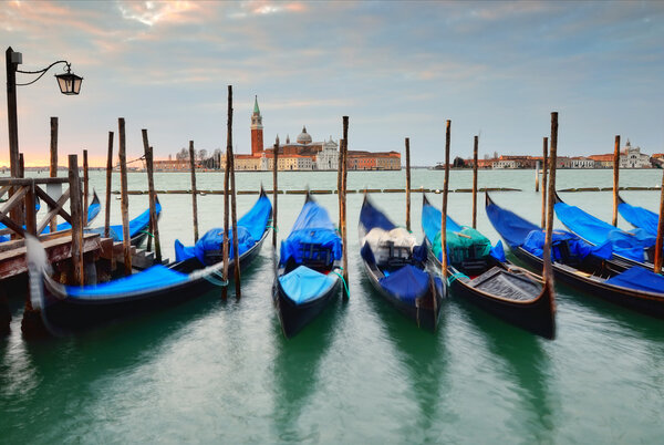Venice. Gondolas at the wharf