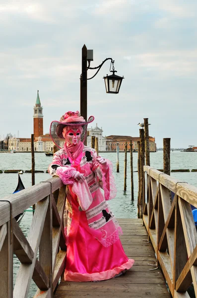 Неопознанный Человек Костюме Площади Святого Марка Время Венецианского Карнавала Марта — стоковое фото