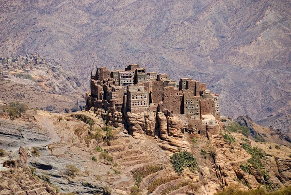 Pueblo de montaña, Yemen — Foto de Stock
