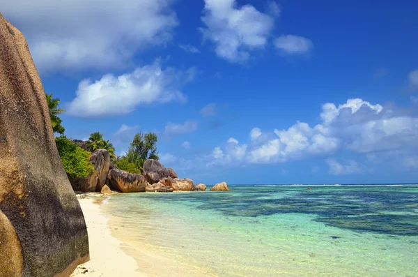 塞舌尔岛上的热带海滩 — 图库照片