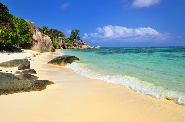 塞舌尔岛上的热带海滩 — 图库照片