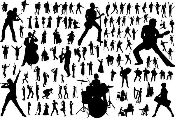 Silhouettes vectorielles de musique — Image vectorielle
