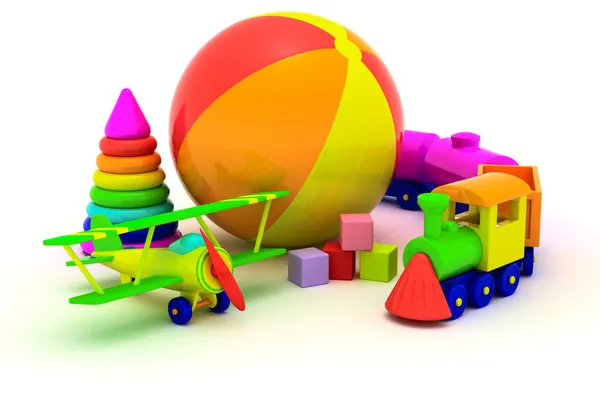 Plane, train, pyramid and ball — Stock Photo, Image