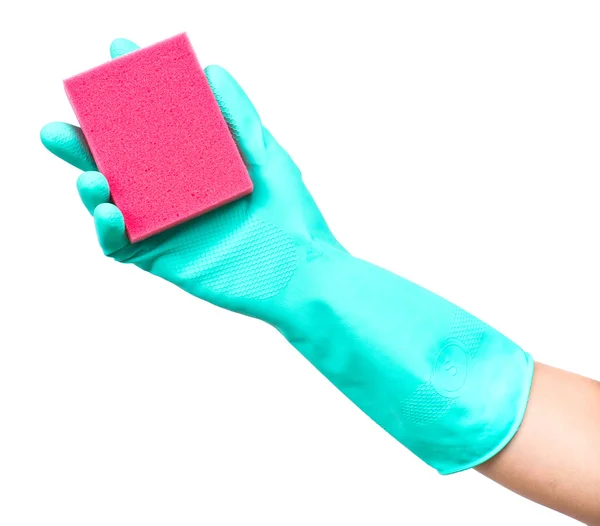 Rubberen handschoen met spons — Stockfoto