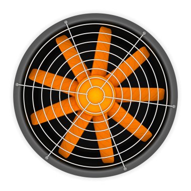 Fan with orange blades clipart