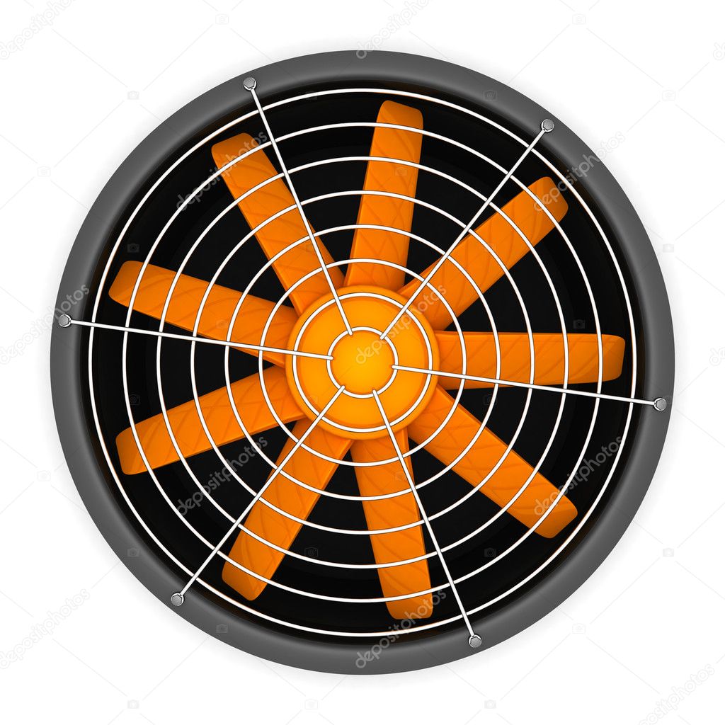 Fan with orange blades