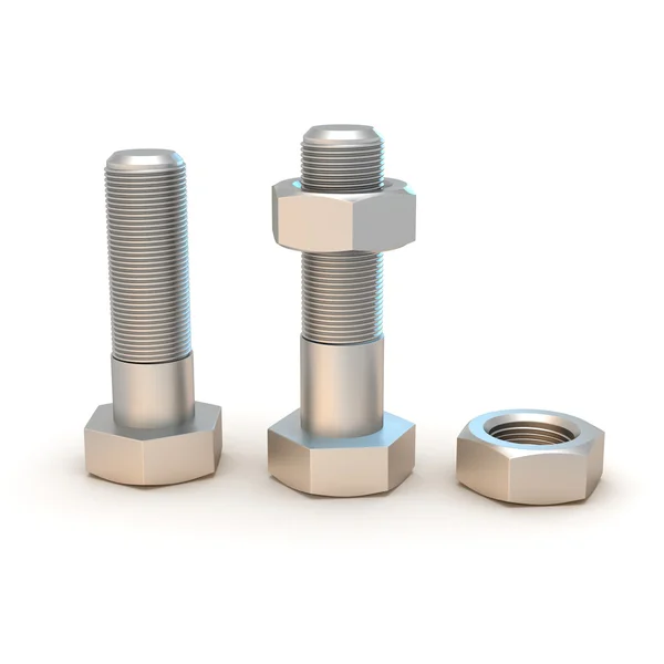 Two bolts and two nuts — Stock Photo, Image