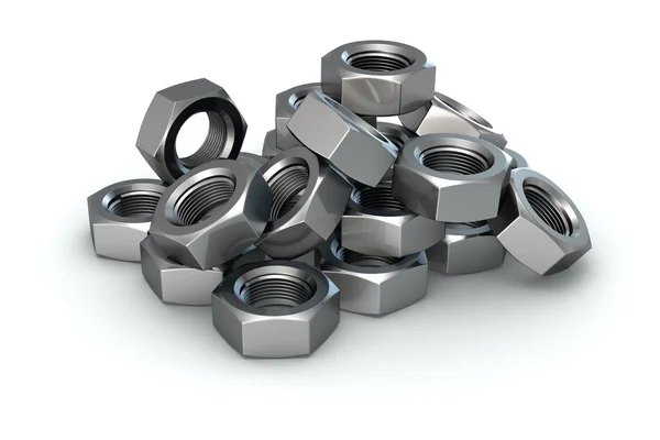 Heap of screw nuts — Stock Photo, Image
