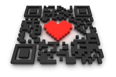 QR-code with heart clipart