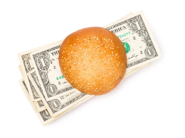 Peníze plněné burger — Stock fotografie