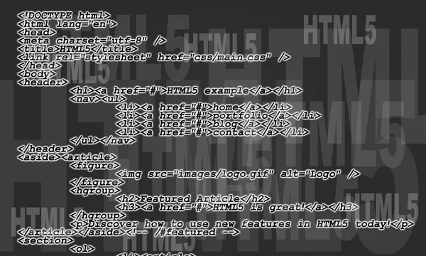 HTML5 λίστα κώδικα — Φωτογραφία Αρχείου
