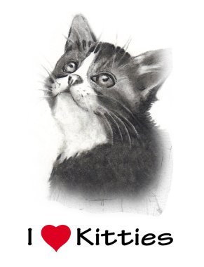 I Love Kitties, Realism Pencil Drawing clipart