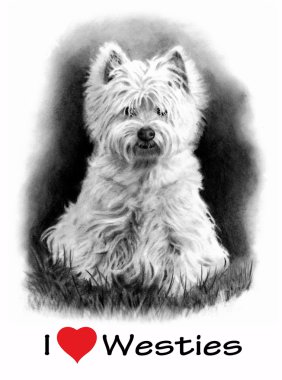 I Love (Heart) Westies, Pencil Drawing clipart