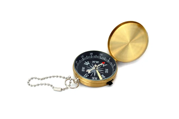 Zlatý kompas, samostatný — Stock fotografie