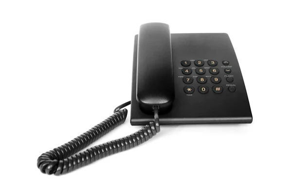 Telefono nero ufficio isolato — Foto Stock