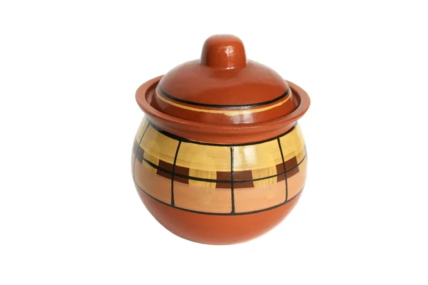 Clay pot with cover isolated — Stock Photo, Image