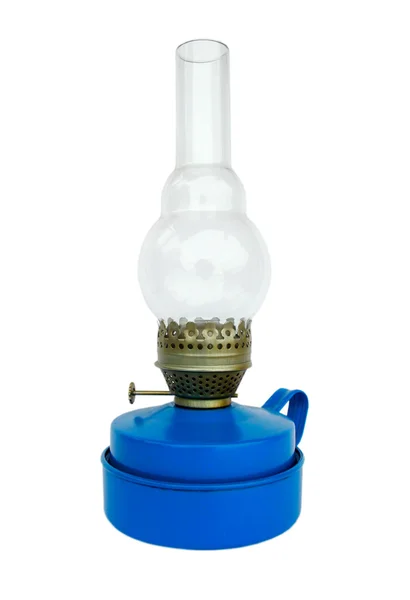 Синяя винтажная керосиновая лампа — стоковое фото