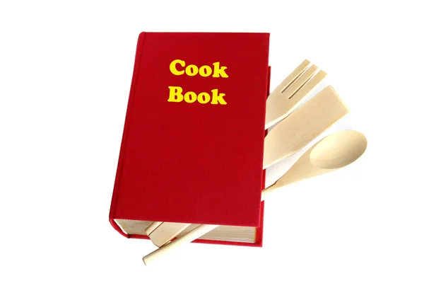 Książka kucharska czerwony na białym tle — Zdjęcie stockowe