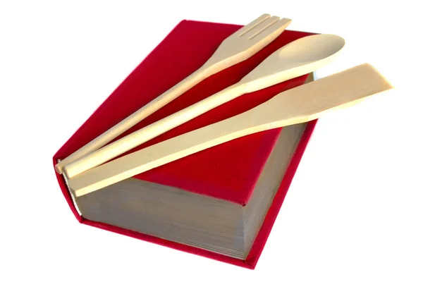 Livro cozinheiro vermelho isolado — Fotografia de Stock