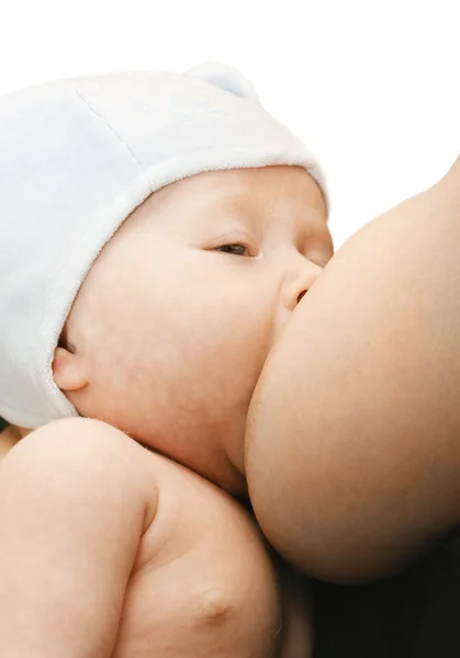 Madre allattamento al seno il suo bambino isolato — Foto Stock