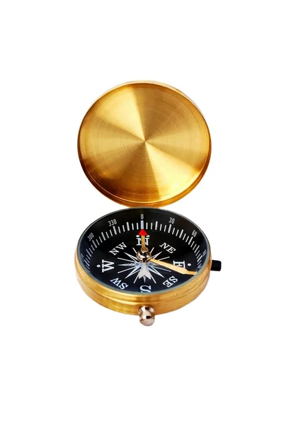 Zlatý kompas, samostatný — Stock fotografie