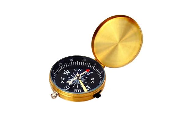 Gouden Kompas geïsoleerd — Stockfoto