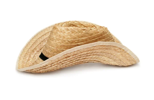 Słomkowy kapelusz na białym tle — Zdjęcie stockowe