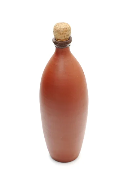 Bottiglia di argilla con vite — Foto Stock