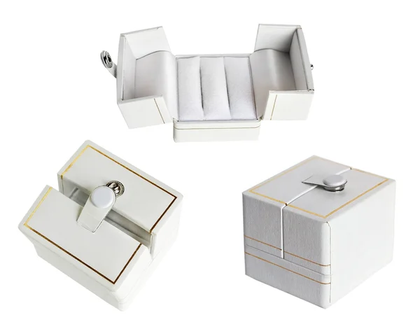 Beyaz alyans set kutusu — Stok fotoğraf