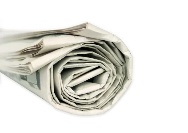Rolled newspaper isolated — Stock Photo, Image