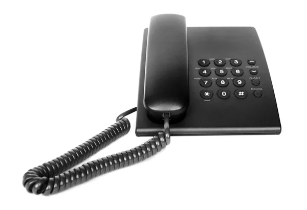 Telefon biuro czarny na białym tle — Zdjęcie stockowe