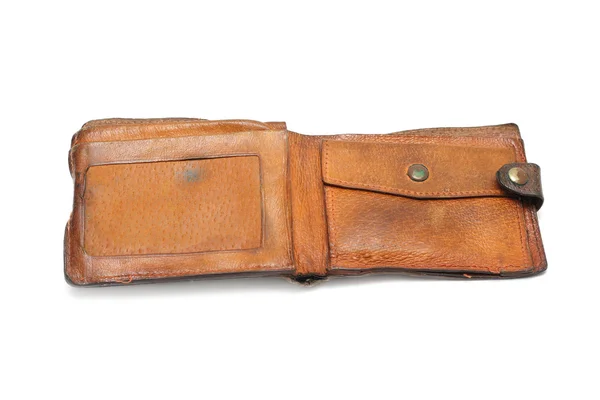 Grunge-Brieftasche isoliert auf weißem Hintergrund — Stockfoto