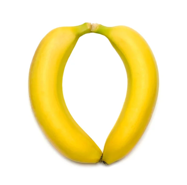 2 bananas like heart — Stock Photo, Image