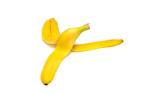 Bananowe skórki na białym tle — Zdjęcie stockowe