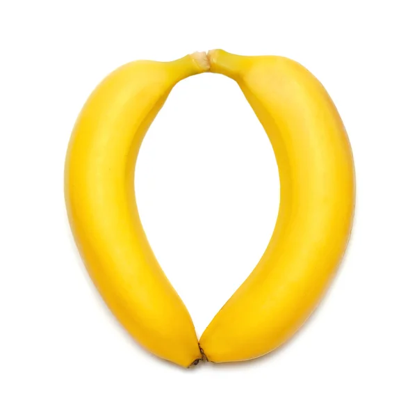 2 банани, як серце — стокове фото