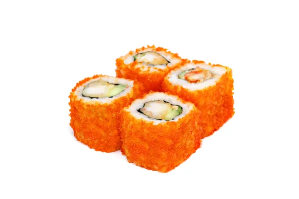 El juego de sushi - cuatro rollos con el caviar rojo — Foto de Stock
