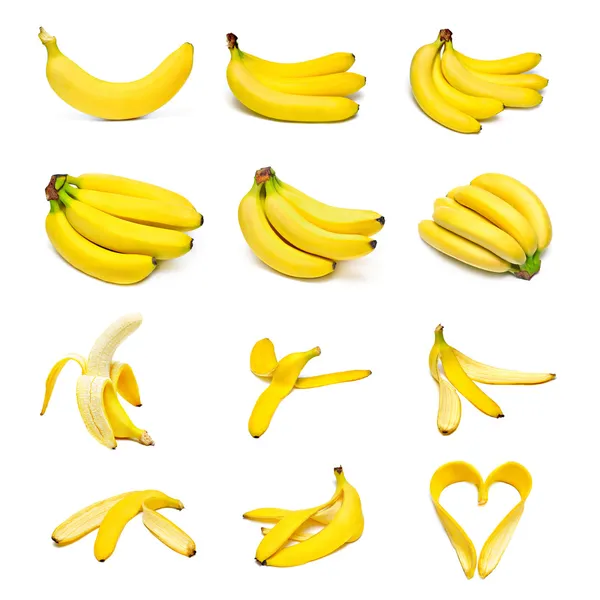 Σύνολο ώριμες μπανάνες Εικόνα Αρχείου