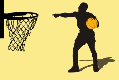 bir oyun oynarken bir basketbol oyuncusu silüeti