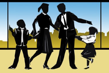 tüm aile üyelerinin Silhouettes