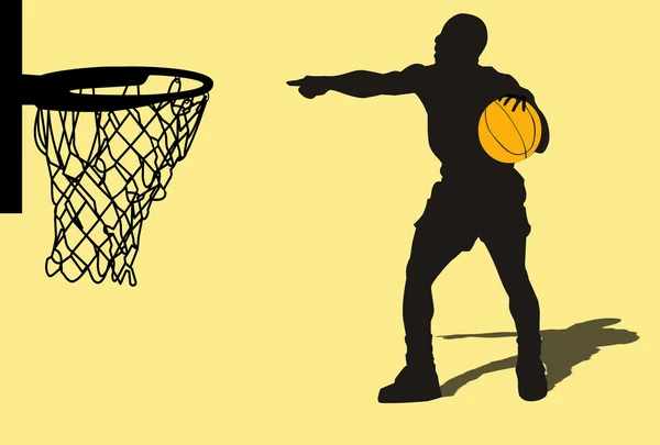 Silhouette eines Basketballspielers beim Spielen — Stockfoto