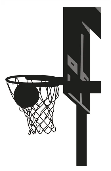 Silhouette eines Basketballs, der in den Korb geht — Stockfoto